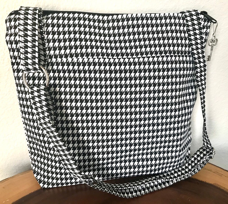 Black and White purse Houndstooth checks cotton canvas SMALL | Etsy