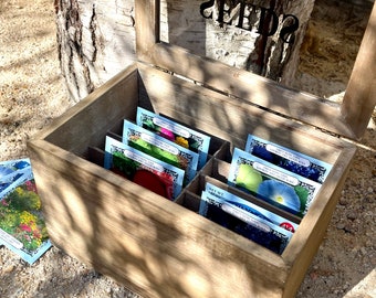 Seed Organizer & storage, wood box, repurposed Keepsake Farmhouse gardener- home and garden gifts