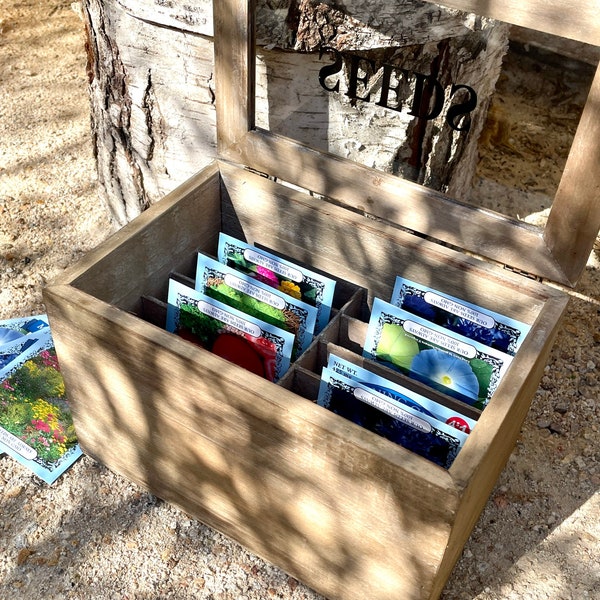 Seed Organizer & storage, wood box, repurposed Keepsake Farmhouse gardener- home and garden gifts