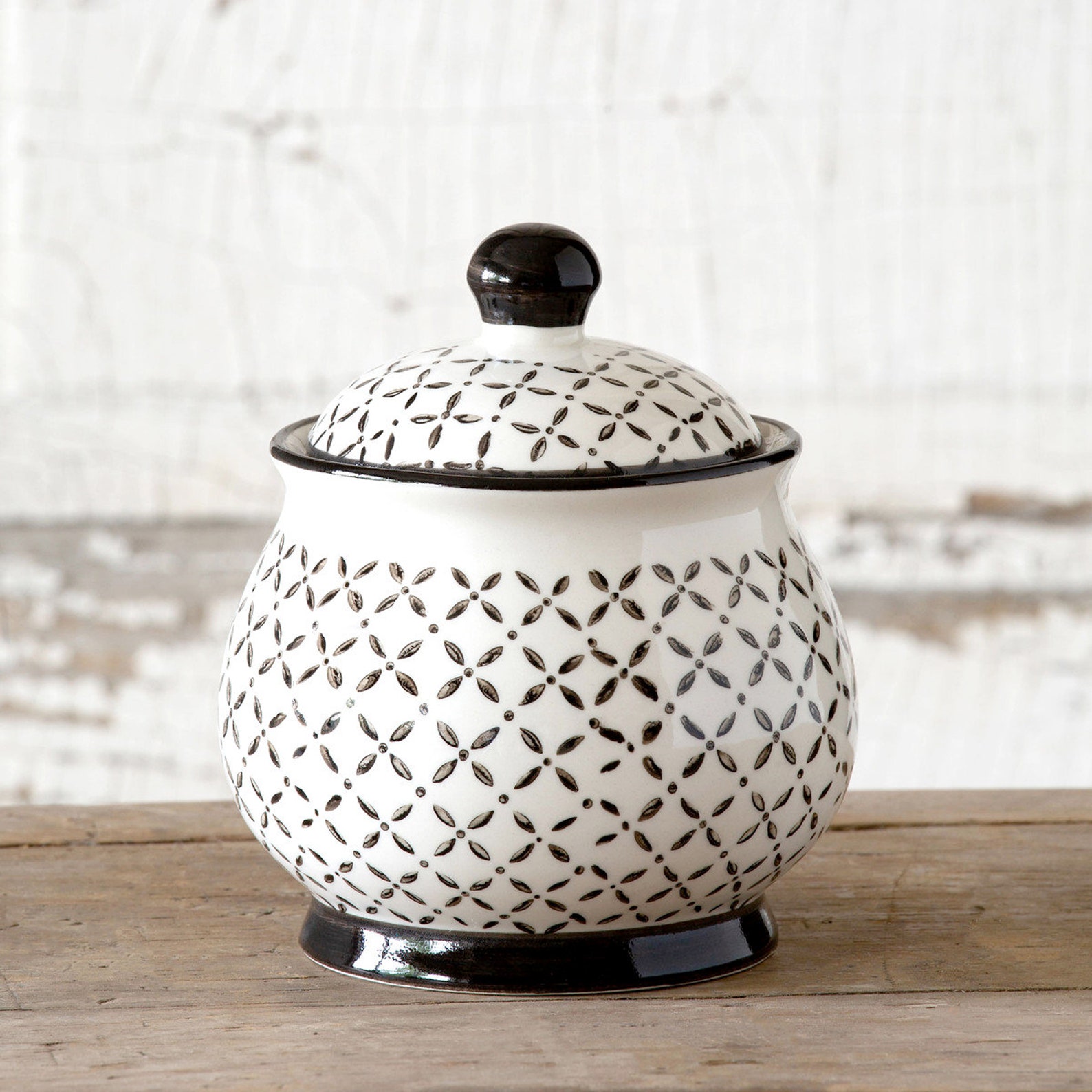 Cream & Sugar bowl SET Black and white ceramic everyday Etsy