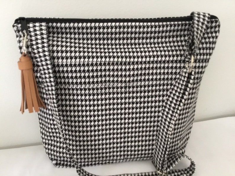 SMALL Purse Black and White Houndstooth check cotton Etsy