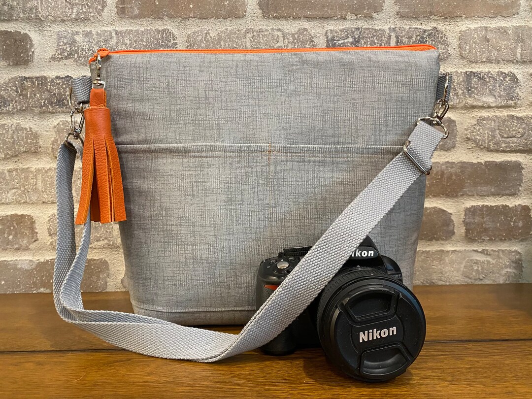 Women's Camera Bag in Grey and Orange by Darby Mack & Etsy