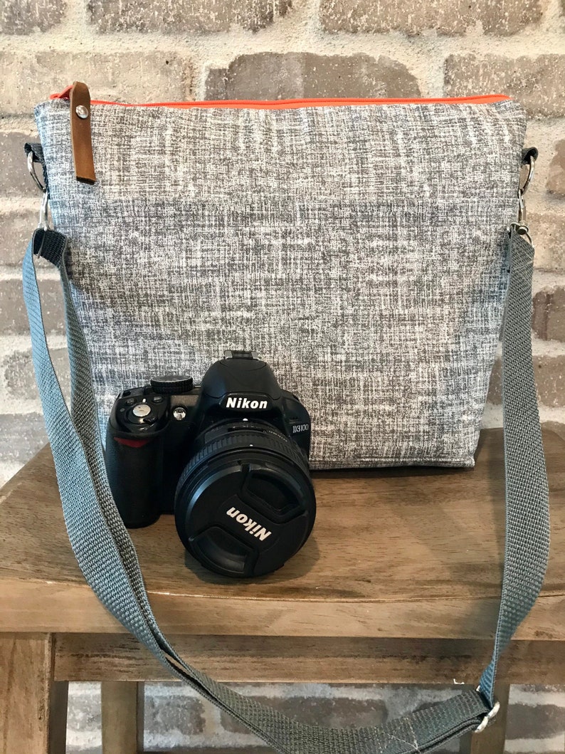 SPLASH PROOF Camera Bag in Grey and Orange by Darby Mack & Etsy