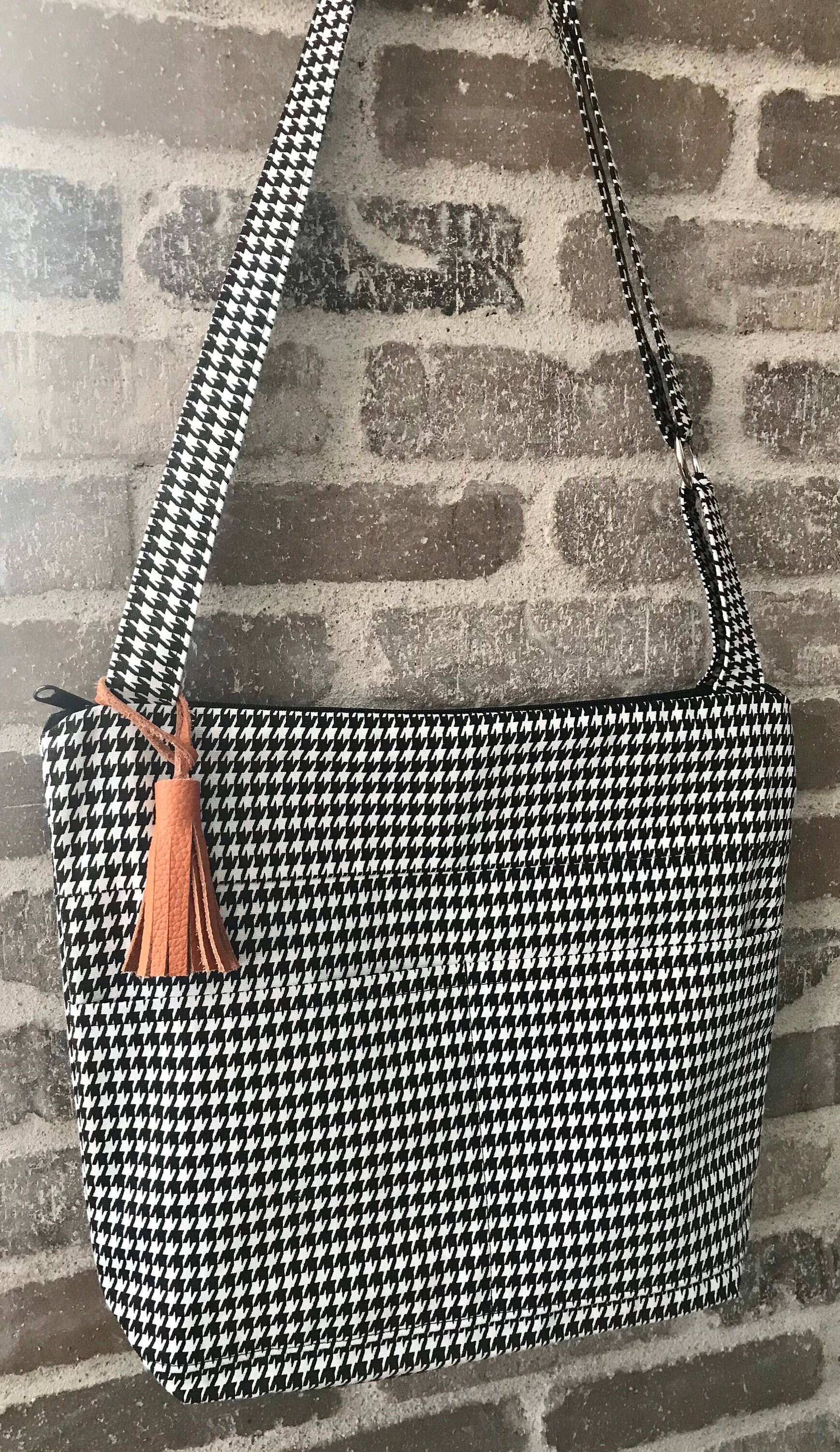 SMALL Purse Black and White Houndstooth check cotton | Etsy