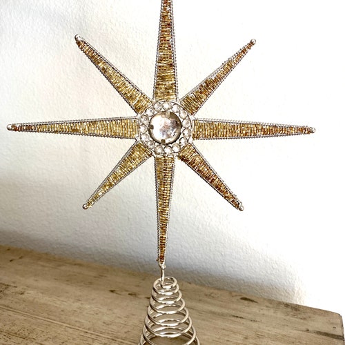 Tree Topper Star Beaded Vintage Crystal in Silver and Gold Online in India - Etsy