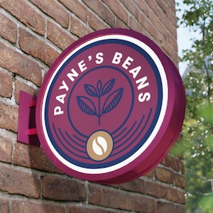 Custom Double Sided Sign, Circle Led Blade Sign, Window Sign Exterior Illuminated Round Blade Sign, Double Sided Signage, Wall Mounted Sign