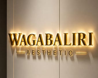 Office Wall Sign, 3D Metal Logo Sign with LED Backlit, Business Name sign, 3D Raised Metal Logo Sign, Laser Cut letter Business Logo Sign
