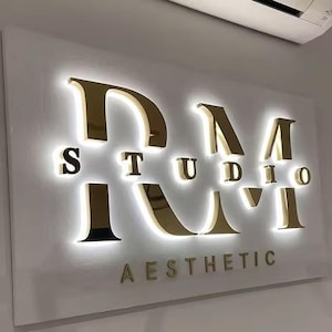 Placa comercial 3D personalizada, corte a laser personalizado, logotipo de recepção, placa com design 3D em relevo, carta comercial, sinalização de lobby, logotipo de metal escovado