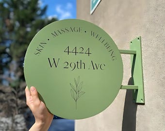 Benutzerdefiniertes rundes Blattschild, doppelseitiges Geschäftslogo an der Wand befestigte Beschilderung, Straßenschild im Freien