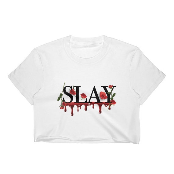 red graphic crop top