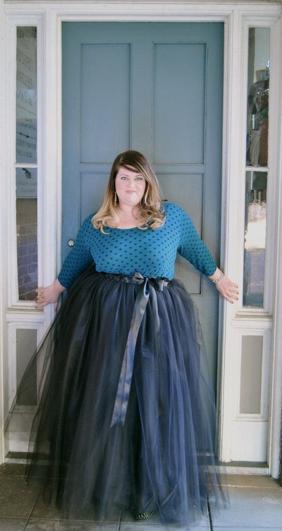 Plus Size Tulle Skirt Floor Length Adult Tutu with Satin | Etsy