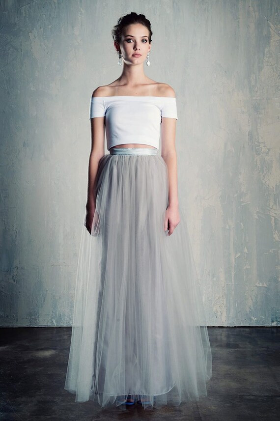 Grey tulle maxi dress Clearance