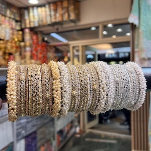 Kundan Pearl bangle set
