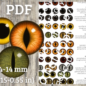 Foglio stampabile con occhi di animali realistici: forniture per bambole artistiche e peluche (PDF scaricabile in formato A4)