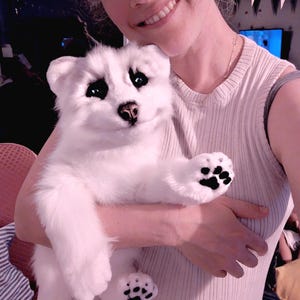 Realistischer Plüsch Welpe, Hund Joker mit beweglichem Skelett, handgefertigtes Sammlerstück, personalisiert nach Foto
