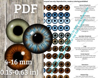 Dog Eyes Printable PDF – Realistic Eye Sheet for Plush Toys, Dolls & Fursuits (A4)