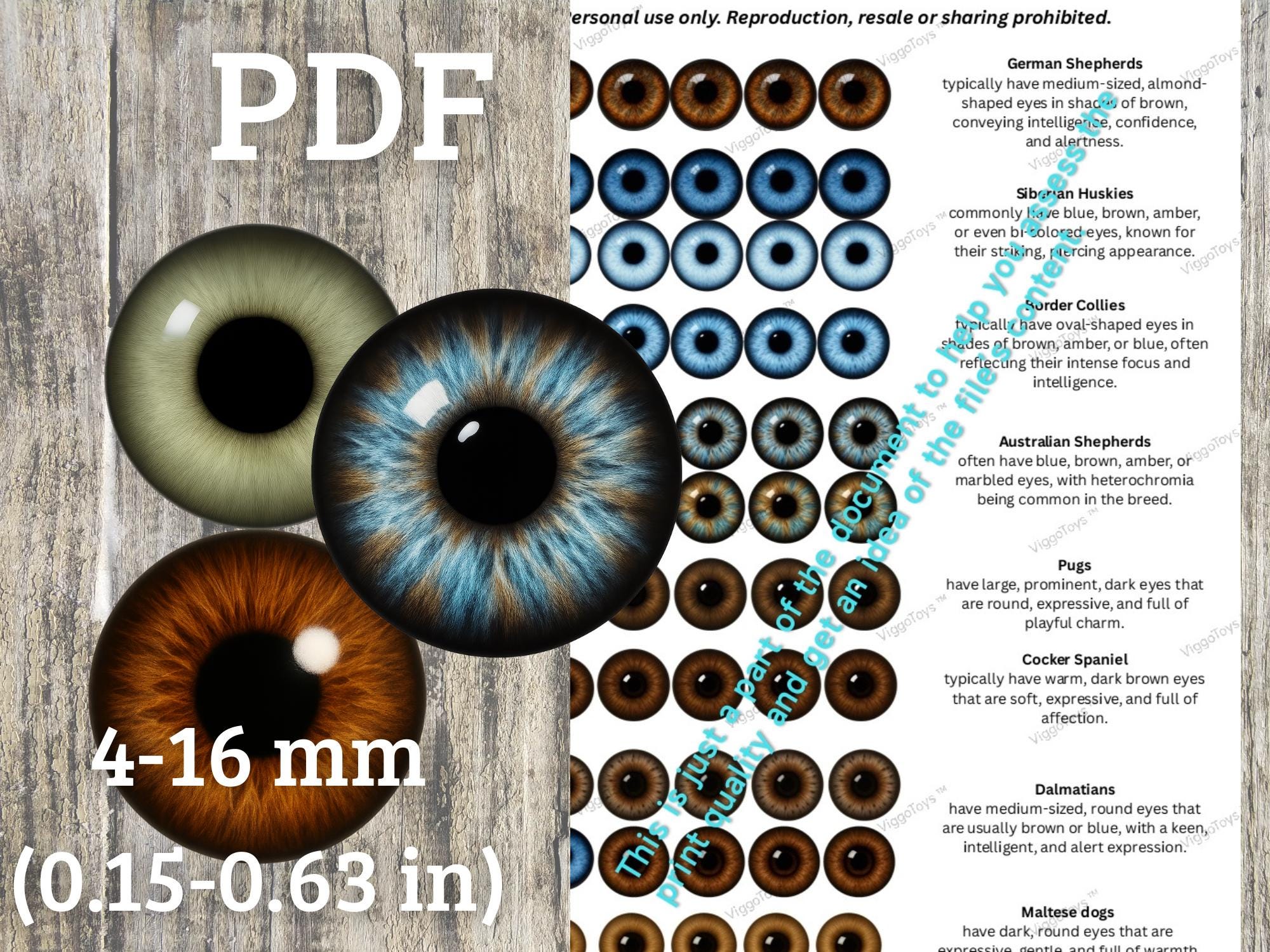 Dog Eyes Printable PDF – Realistic Eye Sheet for Plush Toys, Dolls