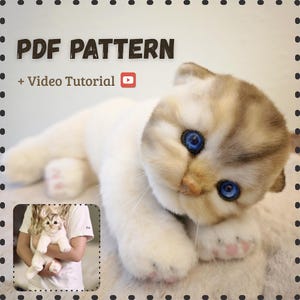 Kitten Plush Sewing Pattern – 15&quot; Realistic Toy DIY PDF + Video Tutorial