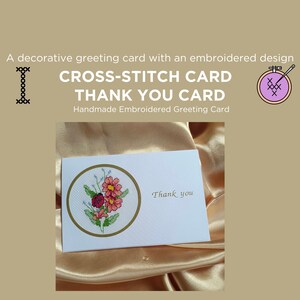Tarjeta de agradecimiento bordada en punto de cruz/Tarjeta de agradecimiento en punto de cruz/Tarjeta de felicitación bordada a mano/Flora/Punto de cruz simple/Xstitch