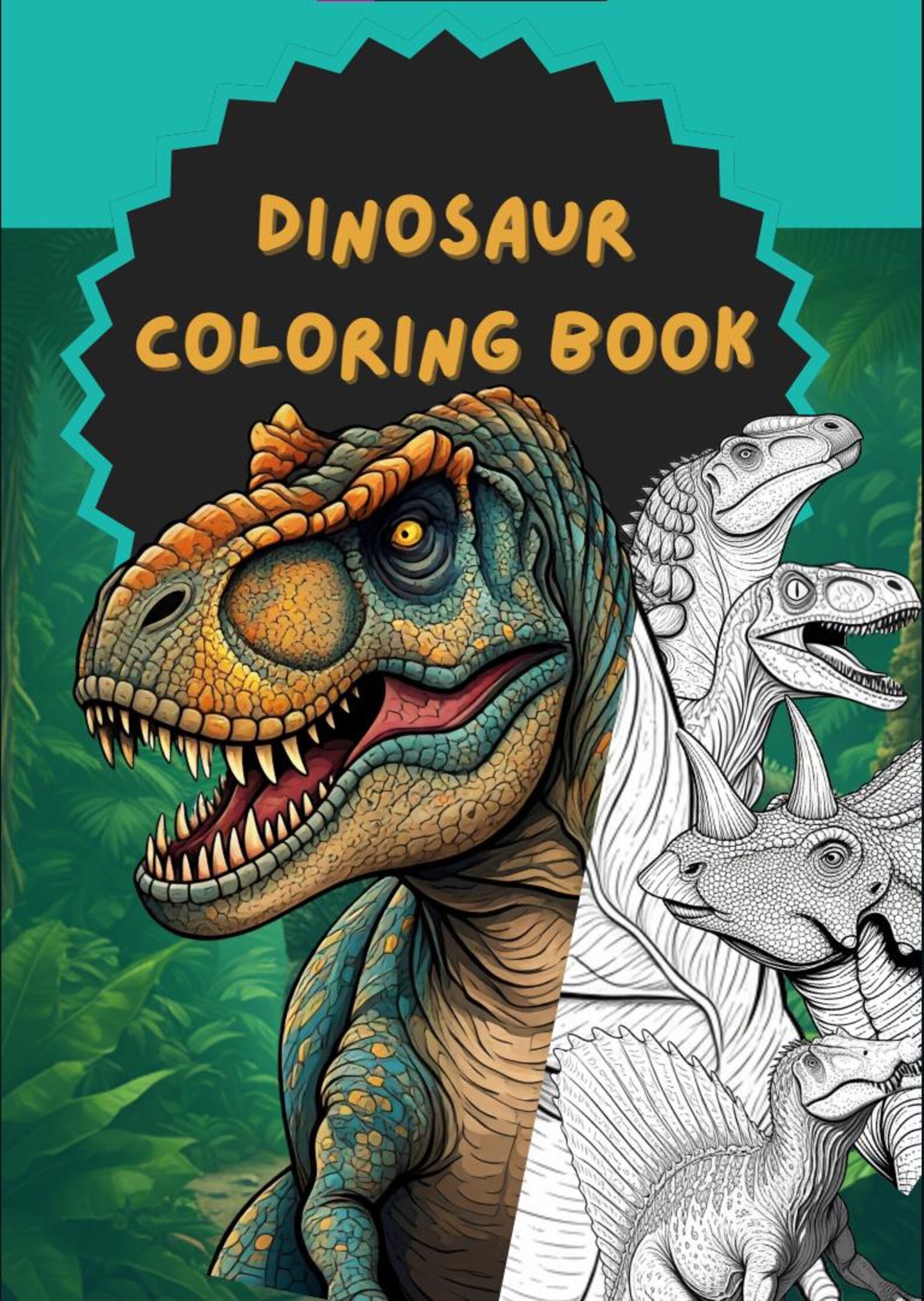 Dinosaur Coloring Book (50 Printable Drawings) - Etsy