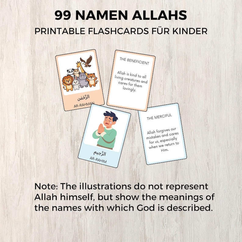 Allah Activity 99 Names of Allah Flashcards for Kids | Printable PDF | Islamic ...