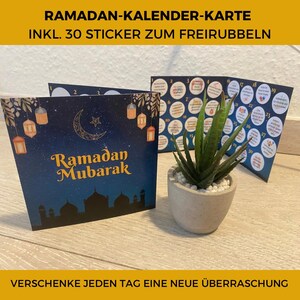 Gepersonaliseerde Ramadan-kalender met 30 krasstickers - perfecte verrassing voor kinderen en volwassenen voor Ramadan, cadeaubon moslims