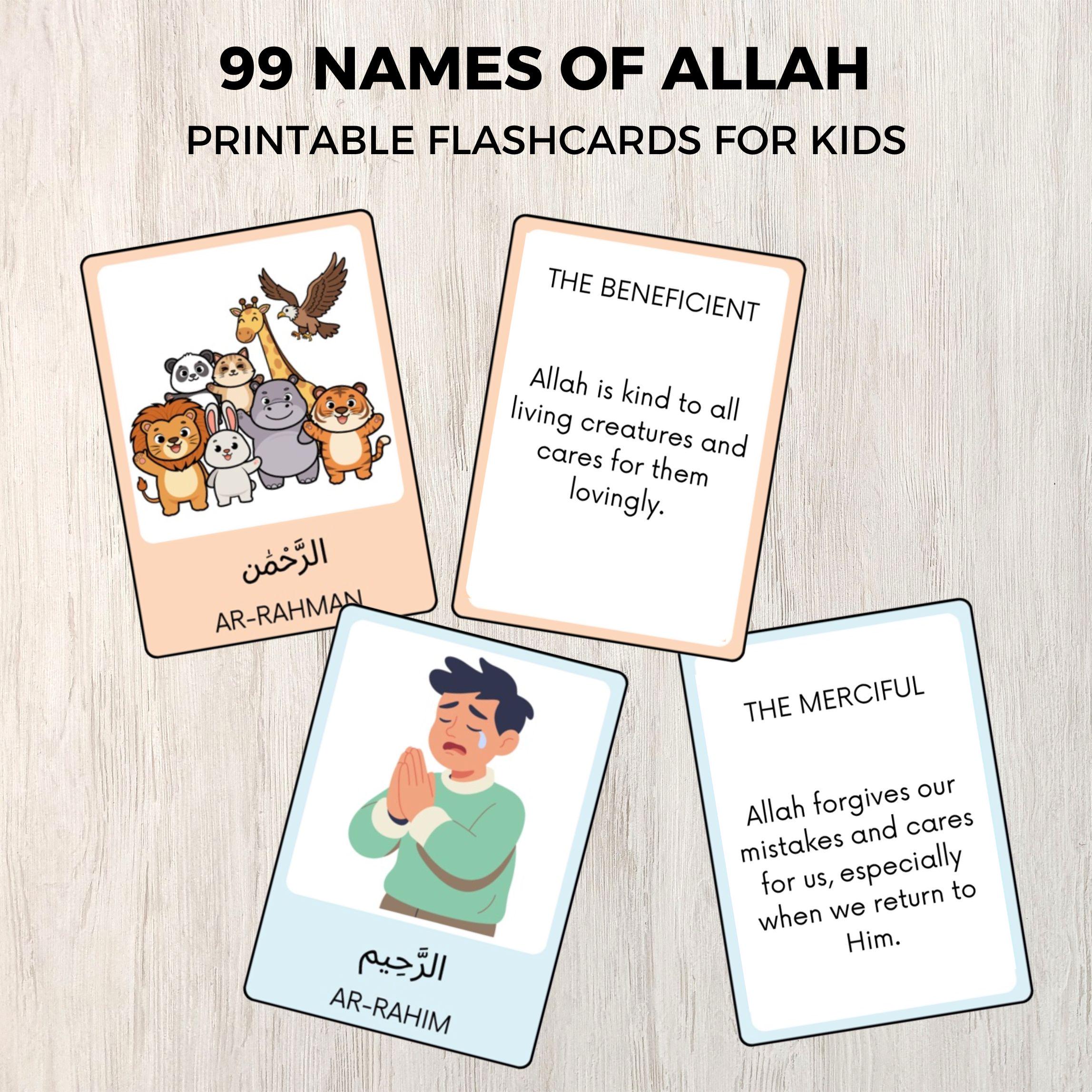 Allah Activity 99 Names of Allah Flashcards for Kids | Printable PDF | Islamic ...