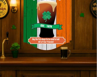Personalized Irish Pub Sign: Custom Shamrock Bar Decor