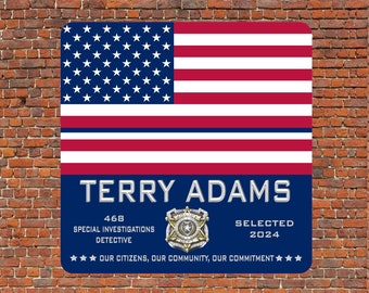 Personalized Policeman's Thin Blue Line Sign with Badge & Custom Message - Support Law Enforcement with Pride!