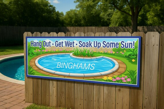 Personalized Pool Sign: Vibrant Summer Patio Decor