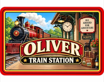 Personalized Train Sign: Custom Kids Room Door Sign