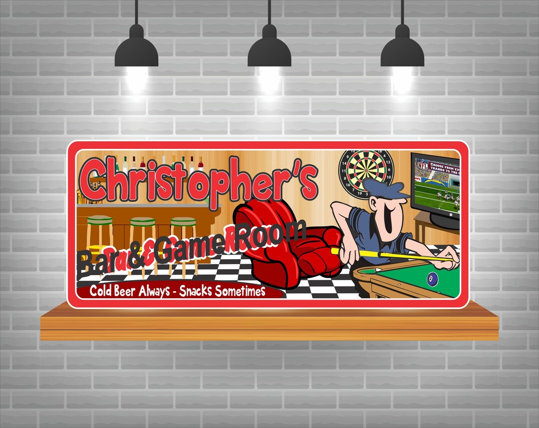 Custom Bar Sign Custom Game Room Sign Pool Table Sign Personalized Sign