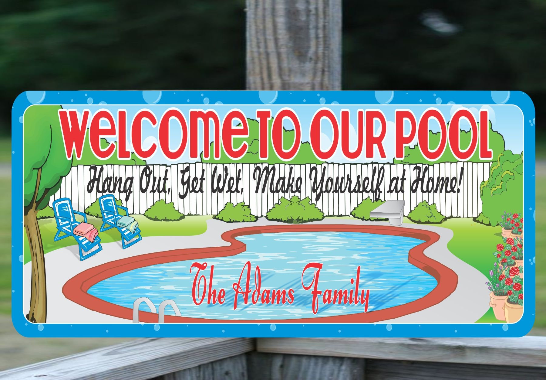 Home Pool Personalized Sign Custom Backyard Sign Etsy