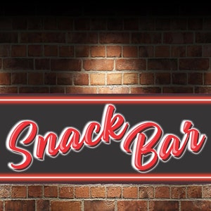 Custom Movie Room Snack Bar Sign 36x6 - Aluminum Wall Decor with Soda Cup or Can Option - Home Theater Metal Art - Film Night Accessories