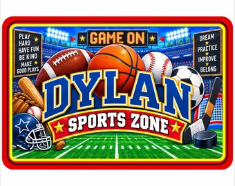 Personalized Sports Sign: Custom Kids Room Door Sign