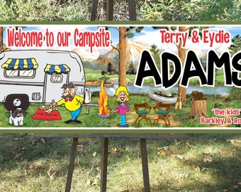 Personalized RV Camping Sign - Custom Outdoor Decor for RV, Glamping, and Campsites - Funny Family Name Sign - Unique RV Gift Idea