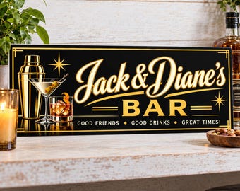Custom Home Bar Sign: Personalized Cocktail Lounge Decor