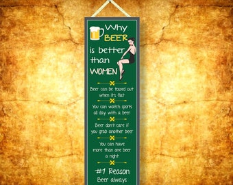 Funny Beer Sign | Drinking Sign | Cheers and Beer | Alcohol Shed Sign | Man Cave Sign | Why Beer is Better than Women Sign | Beer Gifts