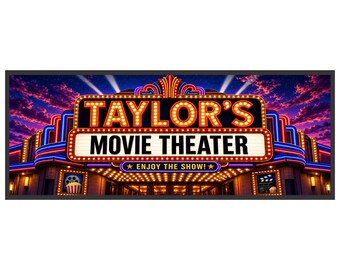 Personalized Movie Theater Sign: Custom Name Home Cinema Wall Decor