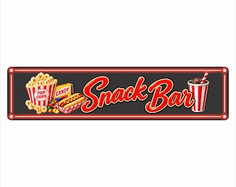 Snack Bar Sign: Movie Theater Concession Aluminum Wall Decor