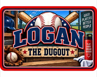 Personalized Baseball Sign: Custom Kids Room Door Sign