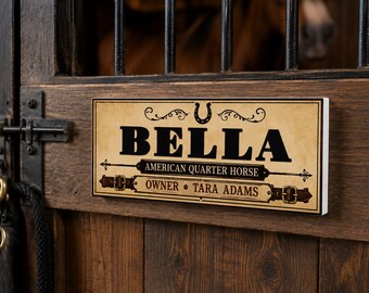 Personalized Horse Stall Sign: Custom Stable Nameplate, Equestrian Barn Decor, Western Rider Gift