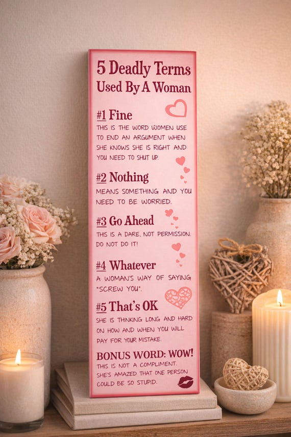 Funny Relationship Quote Sign: 5 Deadly Terms Used by a Woman
