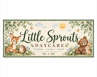 Personalized Daycare Sign: Custom Preschool or Academy Decor with Forest Animals