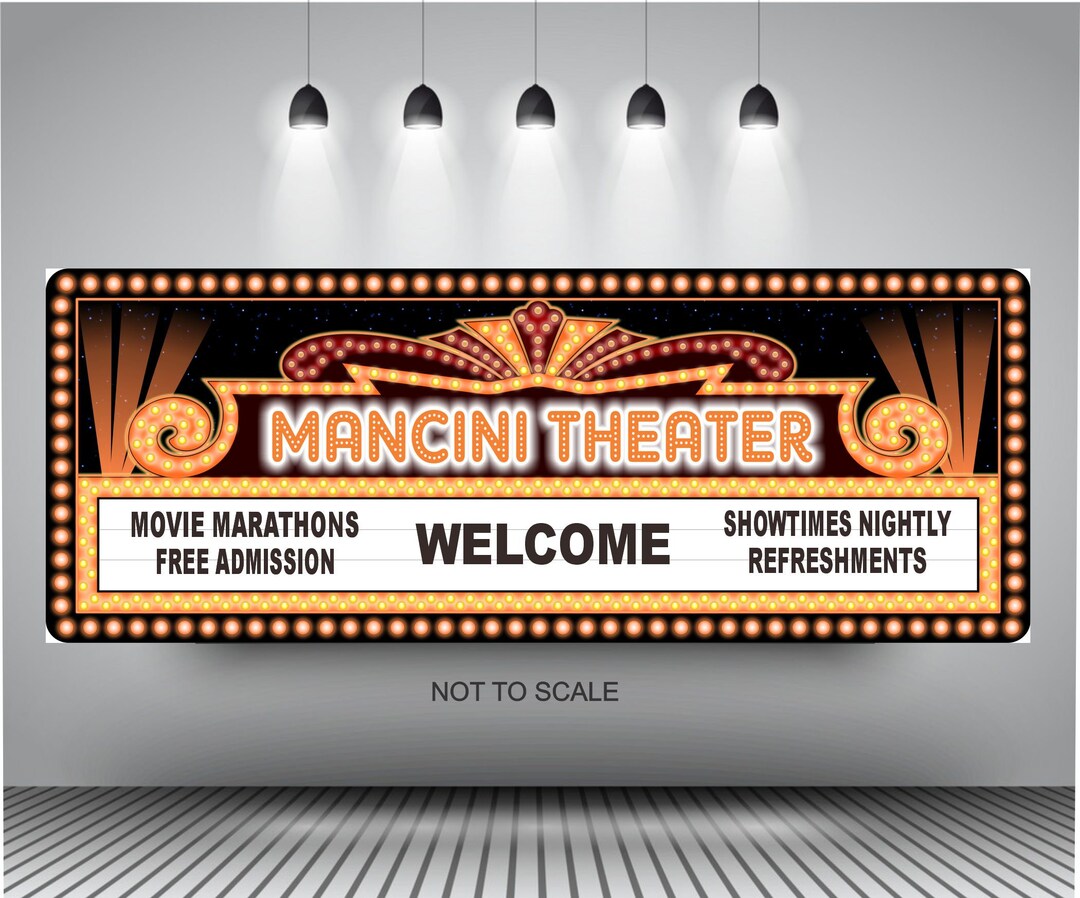 Personalized Movie Marquee Home Theater Sign Flashbulb Effect Home Cinema Sign for Family Movie ...
