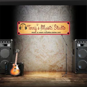 Custom Music Room Sign: Vintage Musical Notes Design, 24x6