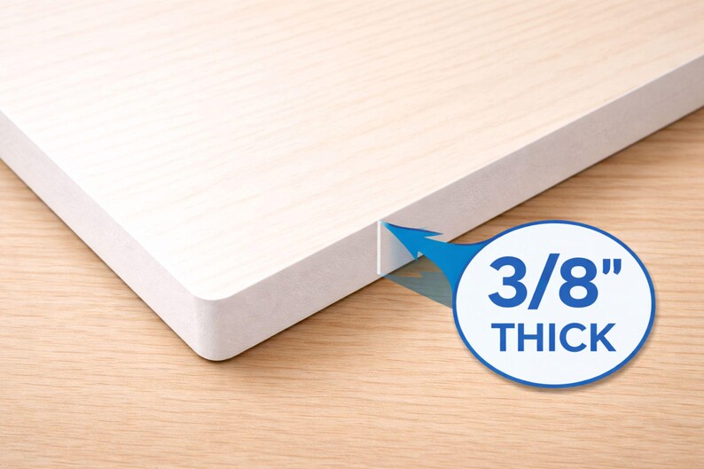 close up of wall sign edge showing 3/8 inch thick rigid pvc construction