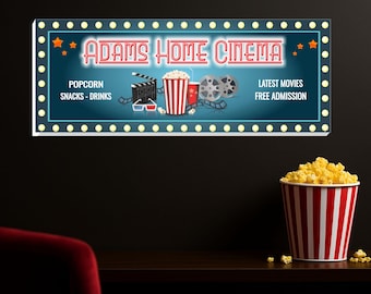 Personalized Home Theater Sign: Custom Movie Night Marquee Decor