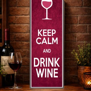 wine decor sign leaning on bar top against brick wall cozy bar setting