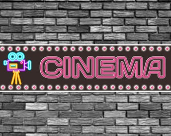 Pink Cinema Sign: Retro Movie Theater Wall Art